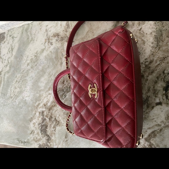 Pre owned authentic!!!!! coco handle CHANEL mini burgundy - Picture 3 of 15